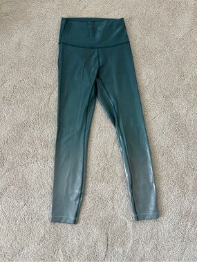 lululemon athletica Wunder Train Green Metallic Leggings